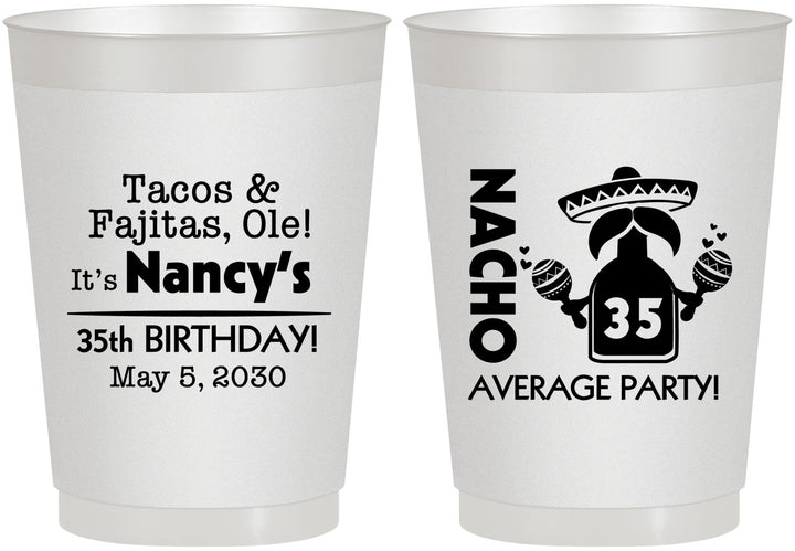 Personalized Birthday 10 oz Frosted Cups - 35th Nacho Average Party | 20036