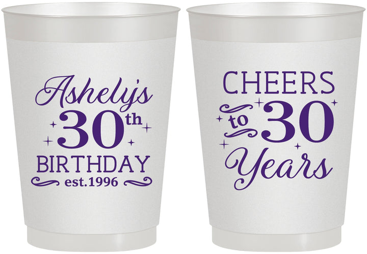 Personalized Birthday 10 oz Frosted Cups - Cheers To 30 Years | 20041