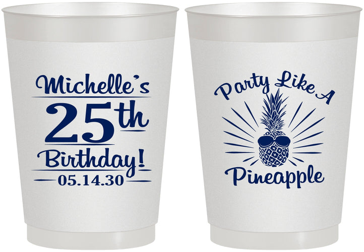 Personalized Birthday 10 oz Frosted Cups - 25th Pineapple | 20043