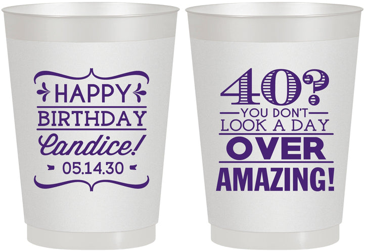 Personalized Birthday 10 oz Frosted Cups - 40th | 20044