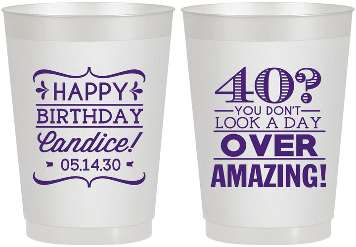 Personalized Birthday 10 oz Frosted Cups - 40th | 20044