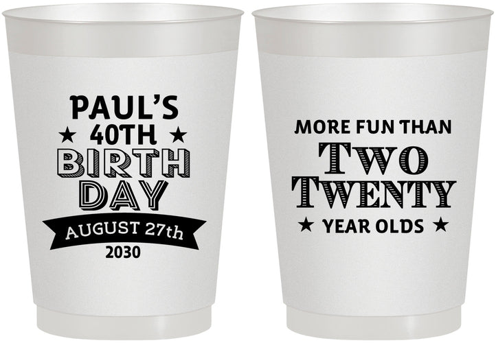 Personalized Birthday 10 oz Frosted Cups - 40th | 20045