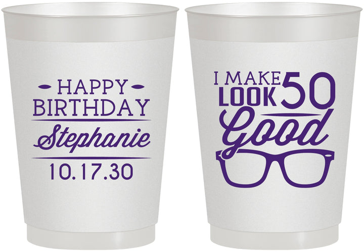 Personalized Birthday 10 oz Frosted Cups - 50th | 20049