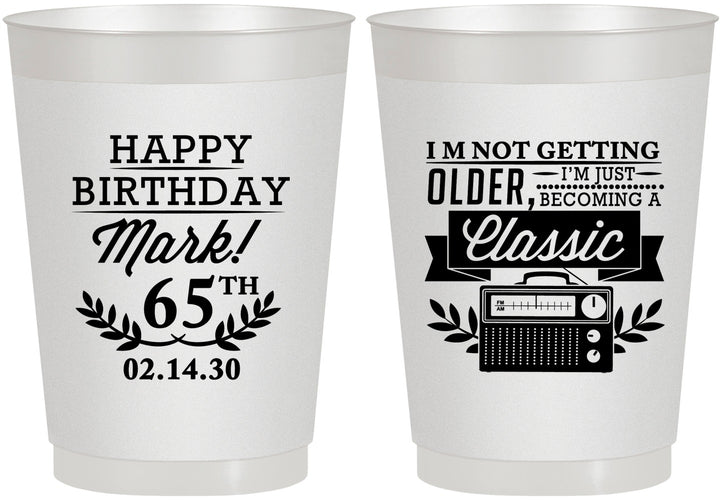 Personalized Birthday 10 oz Frosted Cups - 65th Classic Radio | 20056
