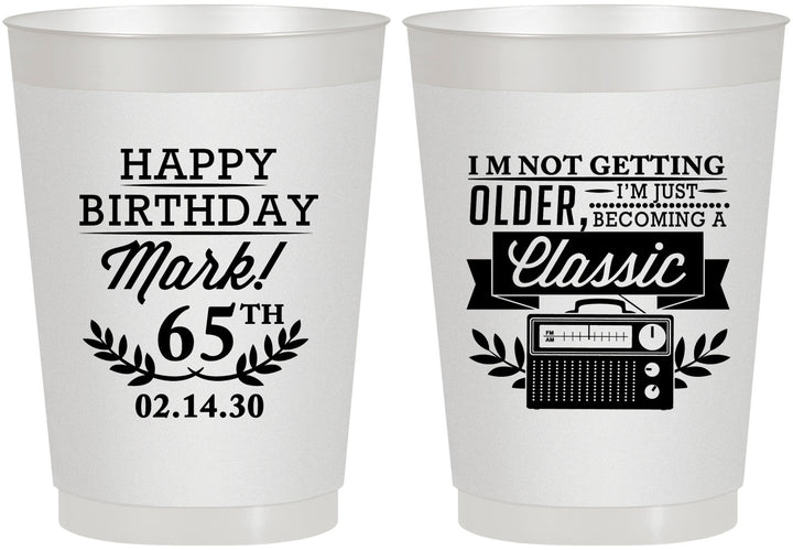 Personalized Birthday 10 oz Frosted Cups - 65th Classic Radio | 20056