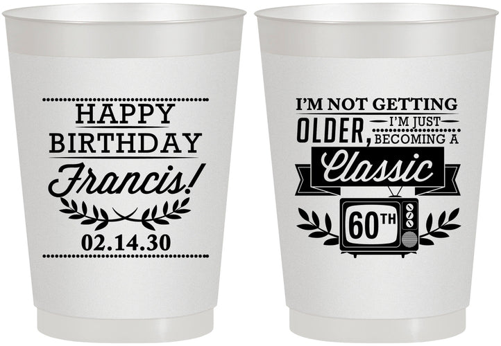 Personalized Birthday 10 oz Frosted Cups - 60th Classic Tv | 20057