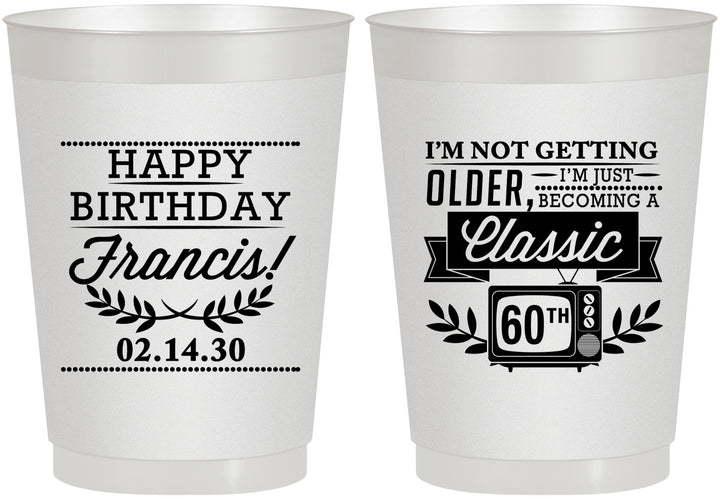 Personalized Birthday 10 oz Frosted Cups - 60th Classic Tv | 20057