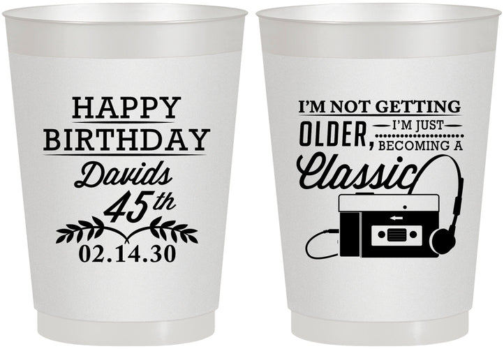 Personalized Birthday 10 oz Frosted Cups - 45th Cassette Tape | 20059