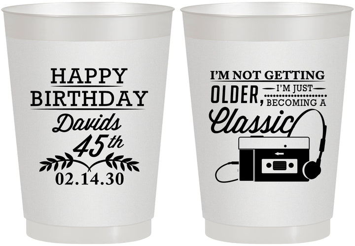 Personalized Birthday 10 oz Frosted Cups - 45th Cassette Tape | 20059