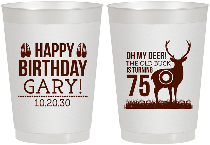 Personalized Birthday 10 oz Frosted Cups - 75th Hunting | 20063