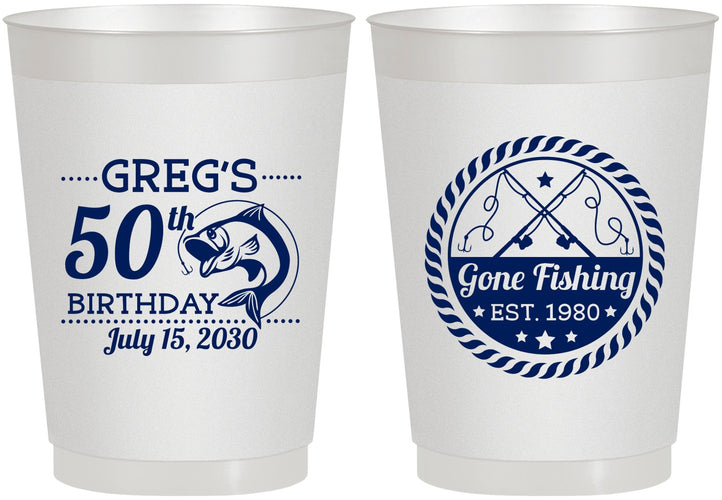 Personalized Birthday 10 oz Frosted Cups - 50th Nautical | 20065