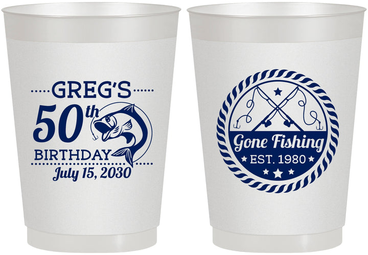Personalized Birthday 10 oz Frosted Cups - 50th Nautical | 20065