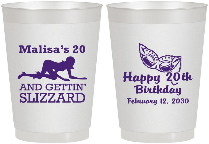 Personalized Birthday 10 oz Frosted Cups - 20th Mardi Gras | 20084