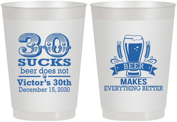 Personalized Birthday 10 oz Frosted Cups - 30th Sucks | 20097