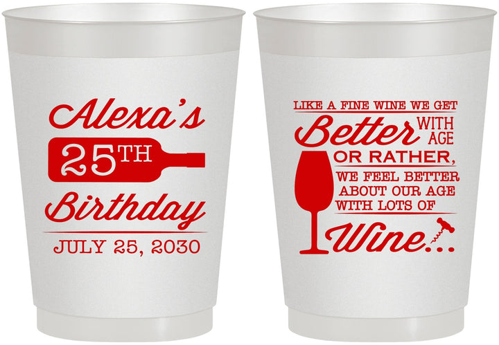 Personalized Birthday 10 oz Frosted Cups - 25th Wine | 20099