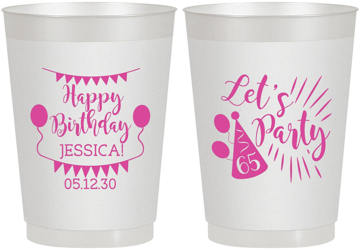 Personalized Birthday 10 oz Frosted Cups - 65th | 20105