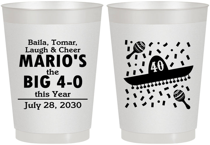 Personalized Birthday 10 oz Frosted Cups - 40th Mexico | 20109