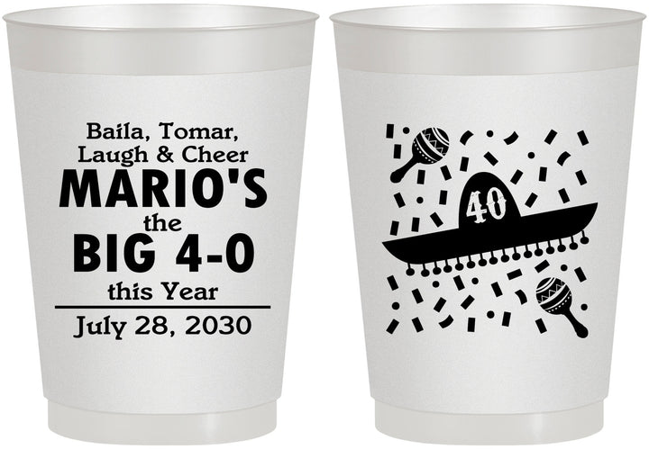Personalized Birthday 10 oz Frosted Cups - 40th Mexico | 20109