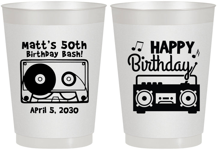 Personalized Birthday 10 oz Frosted Cups - 50th Cassette Tape | 20117