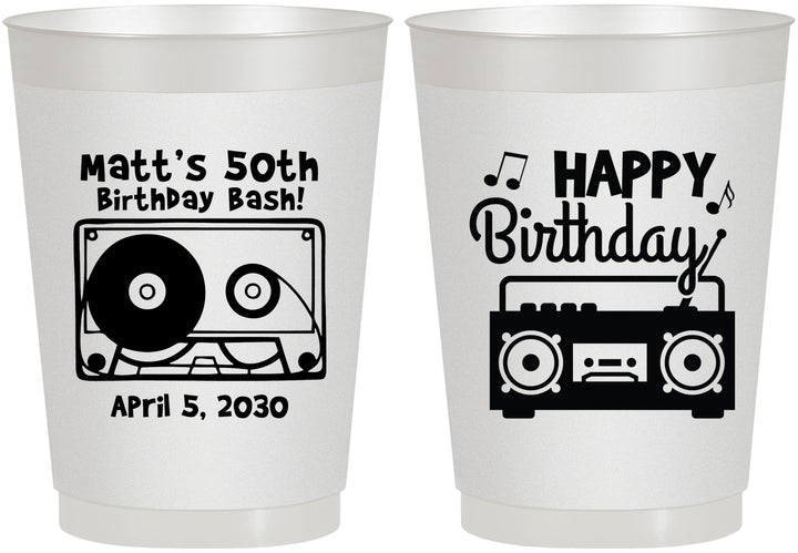 Personalized Birthday 10 oz Frosted Cups - 50th Cassette Tape | 20117