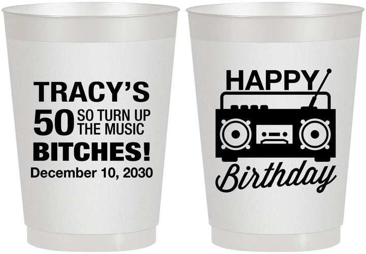 Personalized Birthday 10 oz Frosted Cups - 50th Cassette Tape | 20118