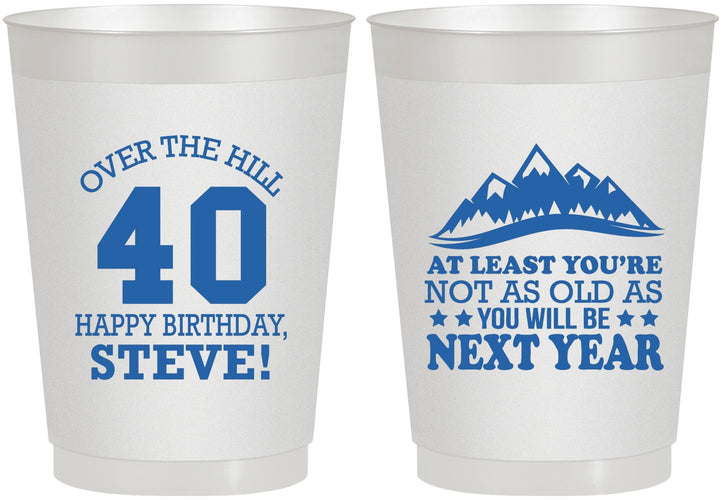 Personalized Birthday 10 oz Frosted Cups - 40th Over The Hill | 20123
