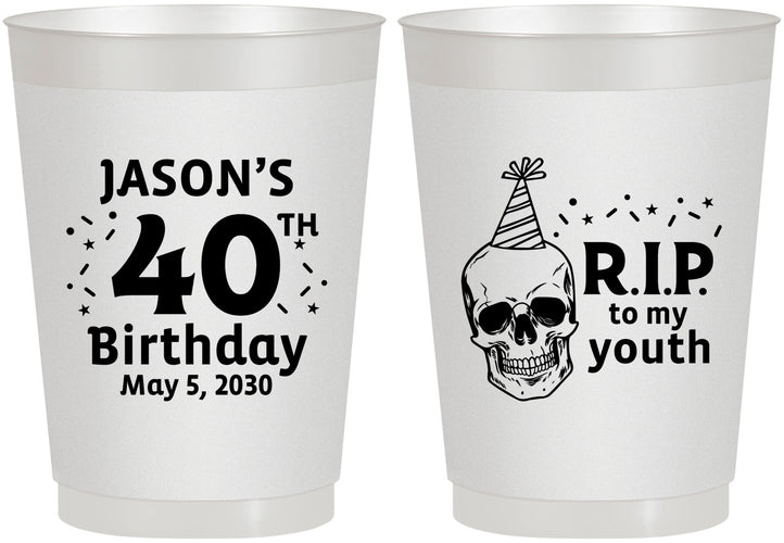 Personalized Birthday 10 oz Frosted Cups - 40th Rip Youth | 20141