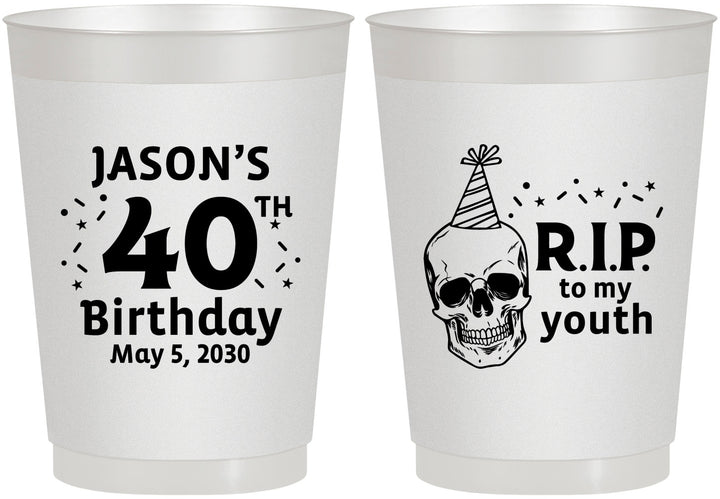 Personalized Birthday 10 oz Frosted Cups - 40th Rip Youth | 20141