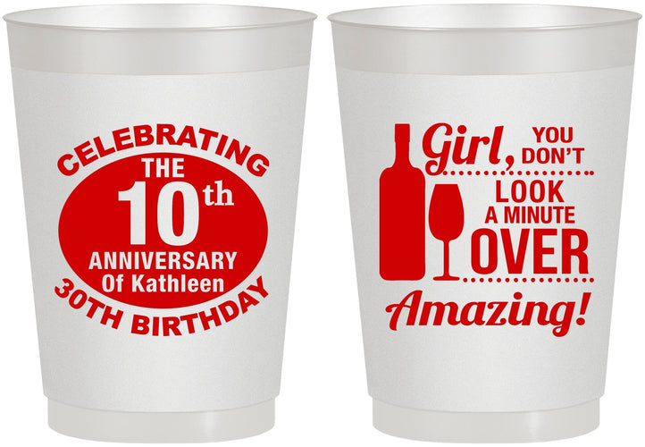 Personalized Birthday 10 oz Frosted Cups - 40th | 20151