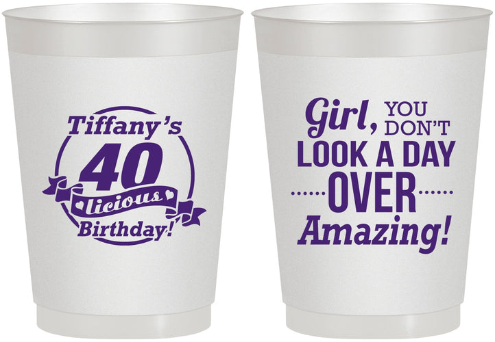 Personalized Birthday 10 oz Frosted Cups - 40th | 20153