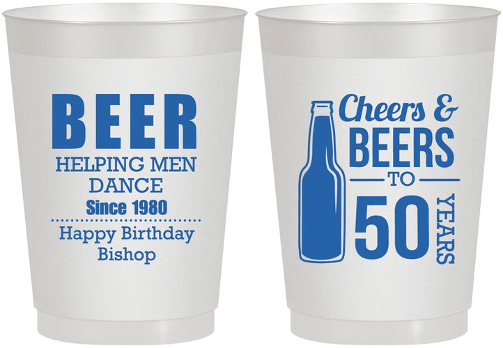 Personalized Birthday 10 oz Frosted Cups - Cheers Beers To 50 Years | 20160