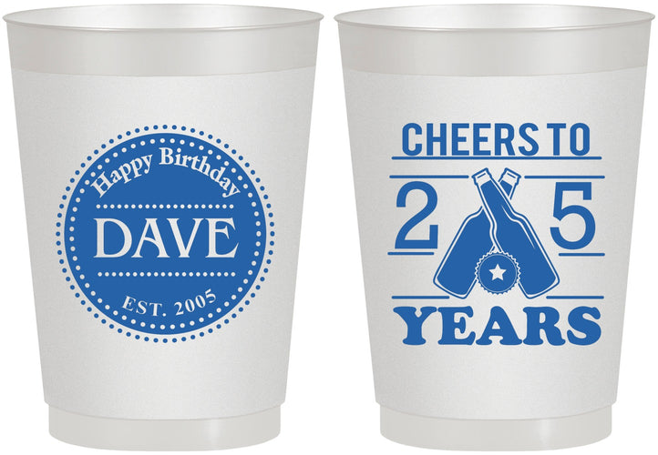 Personalized Birthday 10 oz Frosted Cups - Cheers To 25 Years | 20164