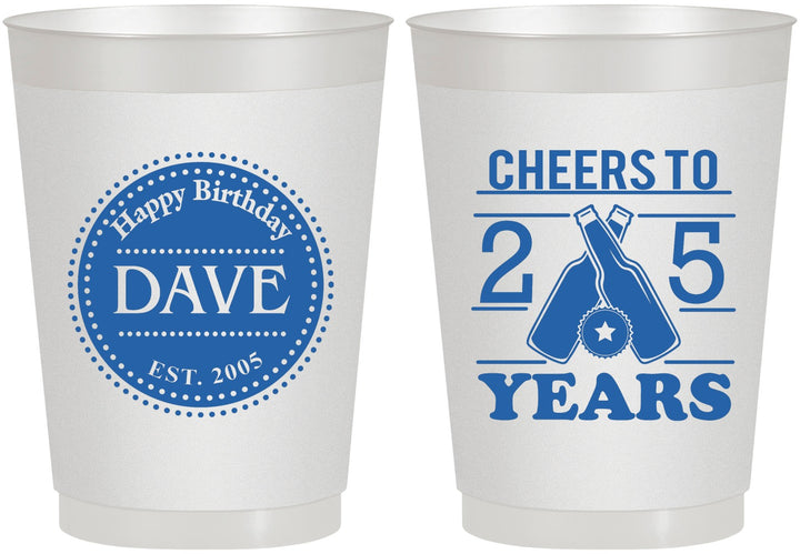 Personalized Birthday 10 oz Frosted Cups - Cheers To 25 Years | 20164