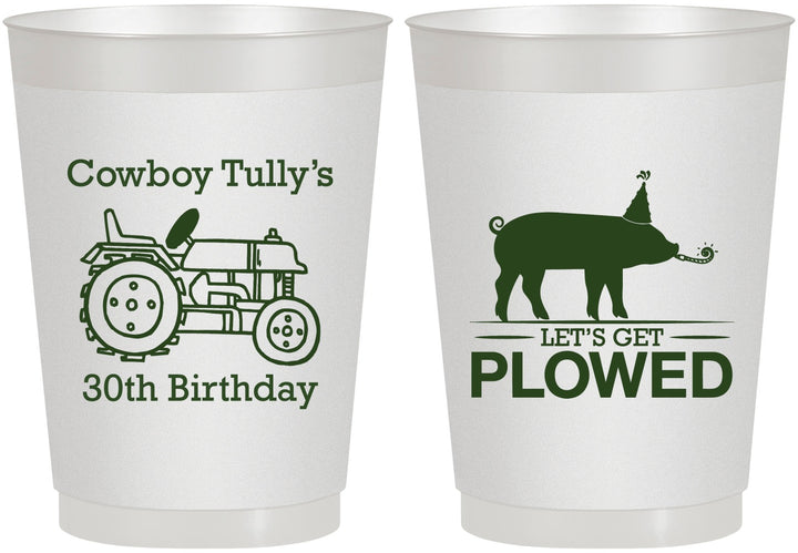 Personalized Birthday 10 oz Frosted Cups - 30th Get Plowed | 20166
