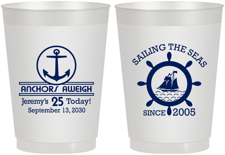 Personalized Birthday 10 oz Frosted Cups - 25th Nautical | 20168