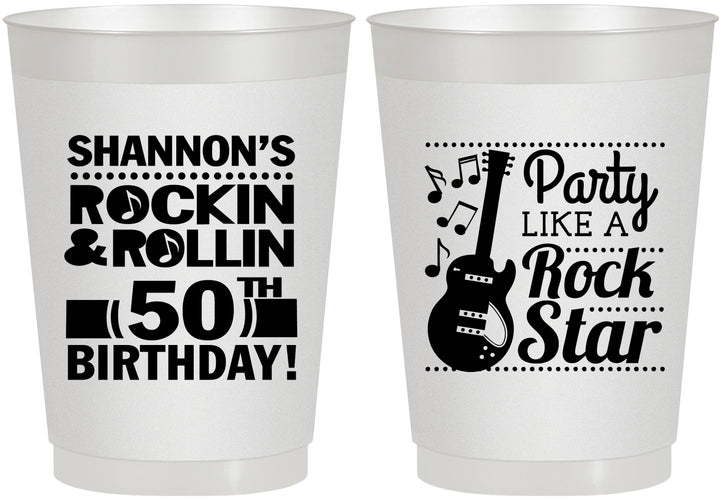 Personalized Birthday 10 oz Frosted Cups - 50th Rock Star | 20173