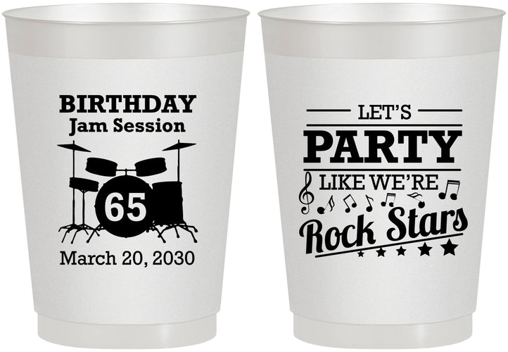 Personalized Birthday 10 oz Frosted Cups - 65th Rock Star | 20175