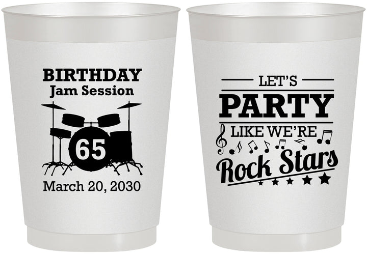 Personalized Birthday 10 oz Frosted Cups - 65th Rock Star | 20175