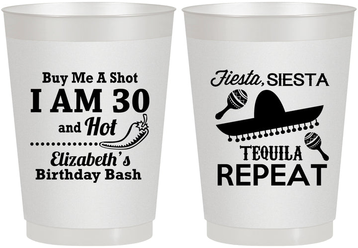 Personalized Birthday 10 oz Frosted Cups - 30th Fiesta Siesta Tequila | 20177
