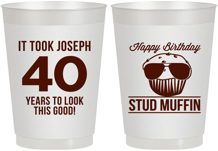 Personalized Birthday 10 oz Frosted Cups - 40th Stud Muffin | 20183