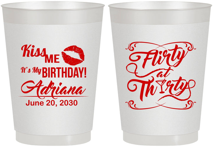 Personalized Birthday 10 oz Frosted Cups - 30th Flirty At Thirty | 20190