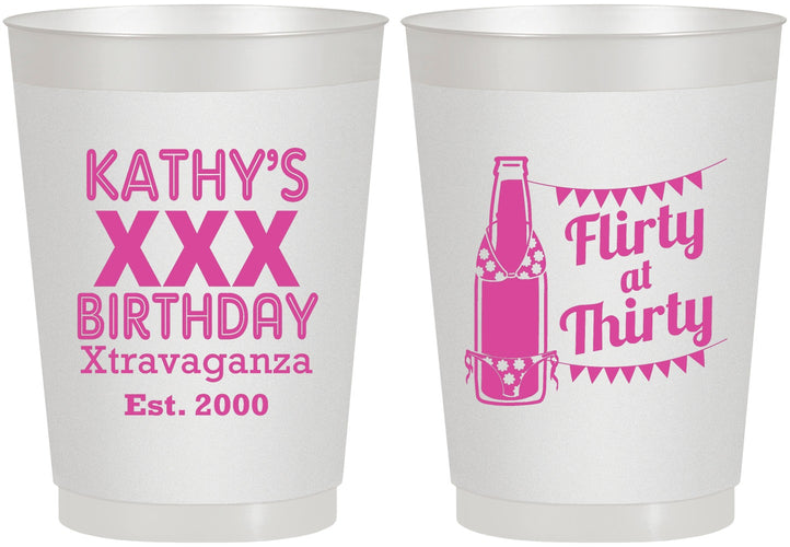 Personalized Birthday 10 oz Frosted Cups - 30th Flirty At Thirty | 20191