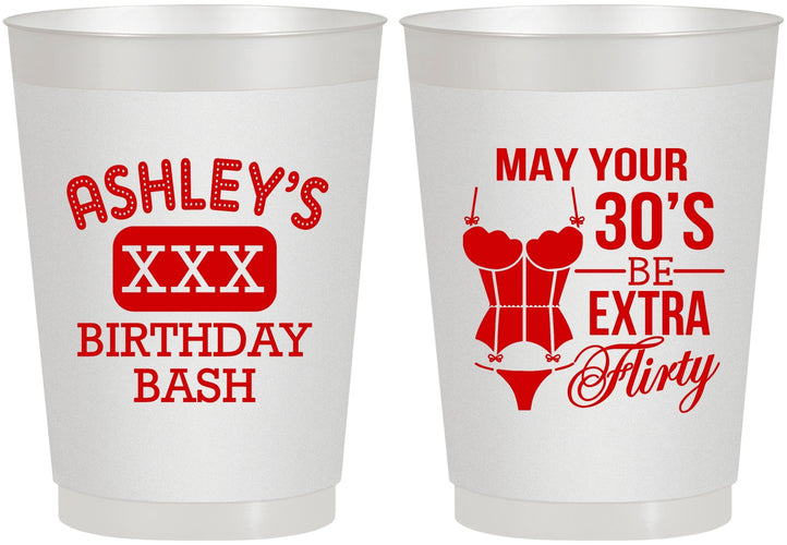 Personalized Birthday 10 oz Frosted Cups - 30th Flirty At Thirty | 20192