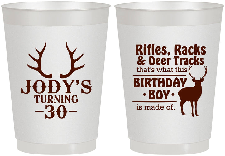 Personalized Birthday 10 oz Frosted Cups - 30th Hunting | 20196
