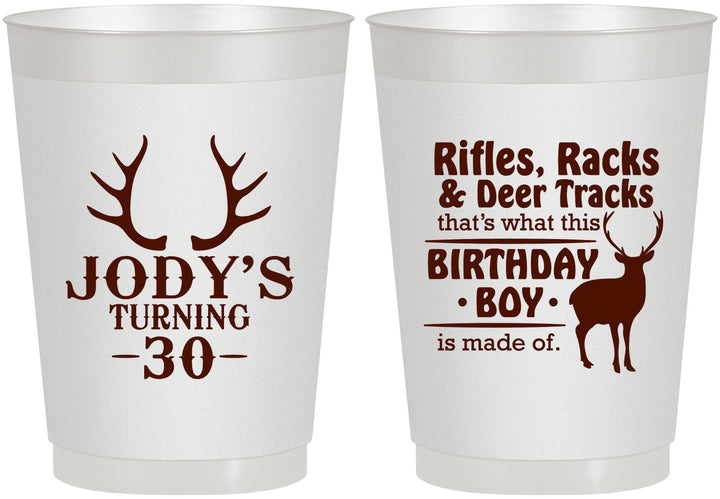 Personalized Birthday 10 oz Frosted Cups - 30th Hunting | 20196