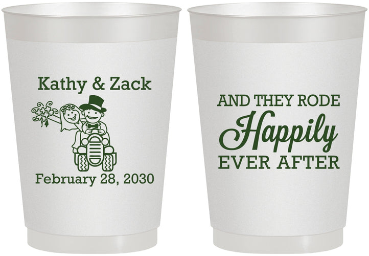 Personalized Wedding 10 oz Frosted Cups - Happily Ever After Tractor | 202