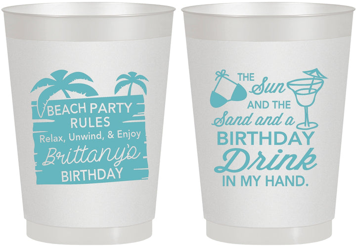 Personalized Birthday 10 oz Frosted Cups - Beach | 20201