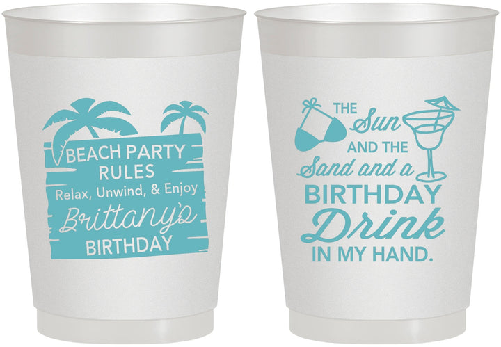 Personalized Birthday 10 oz Frosted Cups - Beach | 20201