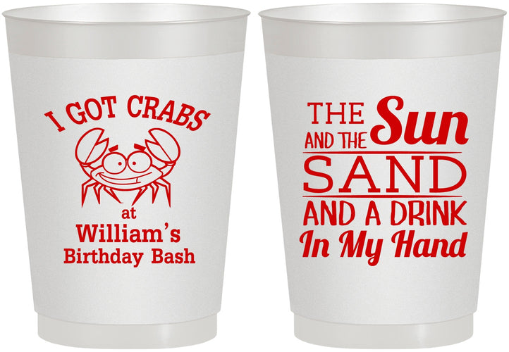 Personalized Birthday 10 oz Frosted Cups - Sun Sand Drink Hand | 20205