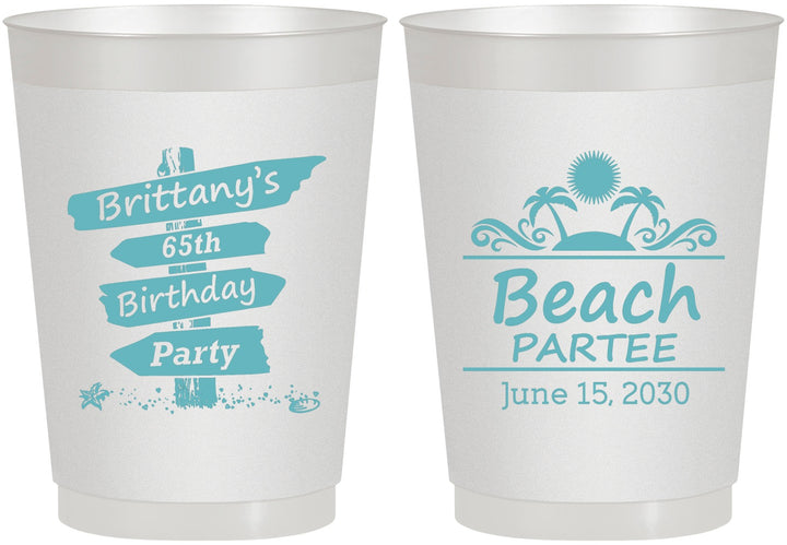 Personalized Birthday 10 oz Frosted Cups - 65th Beach | 20210